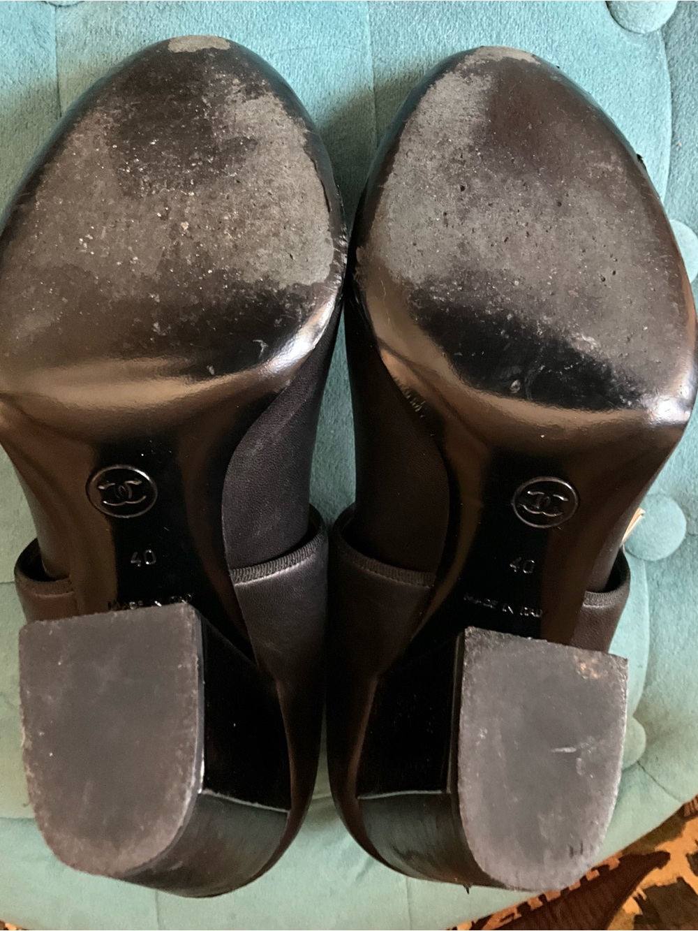 CHANEL Black Patent & Leather Mary Jane Pumps - Picture 8 of 8